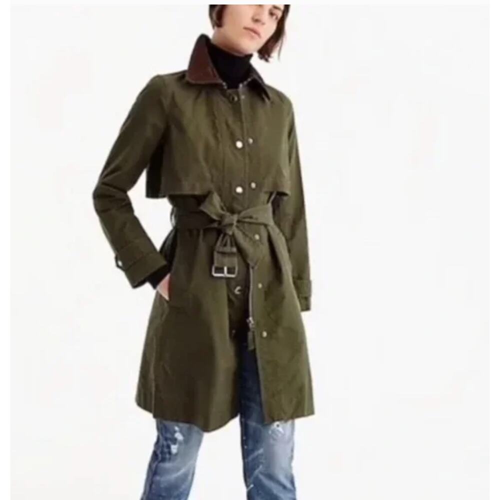 J.crew moss green field trench coat